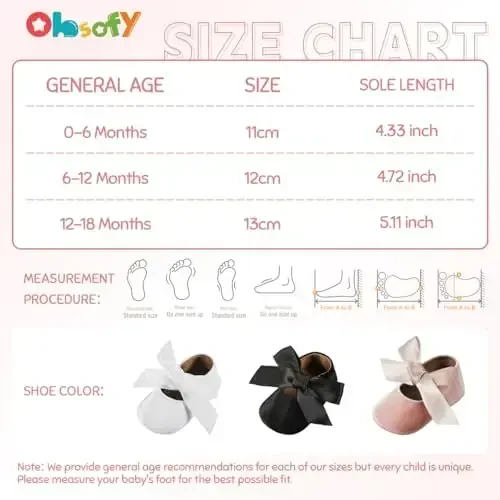 Ohsofy Infant Baby Girls Mary Jane Flats Sirpanmaydigan Bowknot Princess To'y Liboslari Poyabzallari Kichkintoy Krovat Poyabzallari - 6