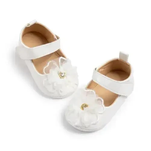 ohsofy Infant Baby Girls Mary Jane Flats Sirpanmaydigan Bowknot Princess To'y Liboslari Poyafzali Chaqaloq Krovat Poyafzallari - 1