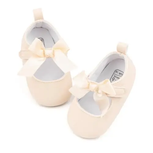 ohsofy Infant Baby Girls Mary Jane Flats Sirpanmaydigan Bowknot Princess To'y Liboslari Poyafzali Toddler Crib Poyafzallari - 1