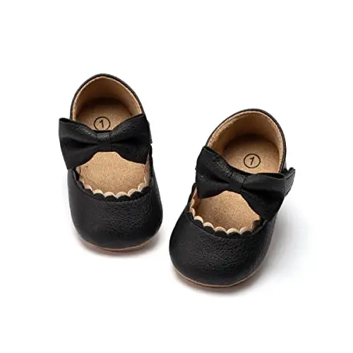 ohsofy Infant Baby Girls Mary Jane Flats Sirpanmaydigan Bowknot Princess To'y Liboslari Poyafzallari Go'dak Beshik Poyafzallari 