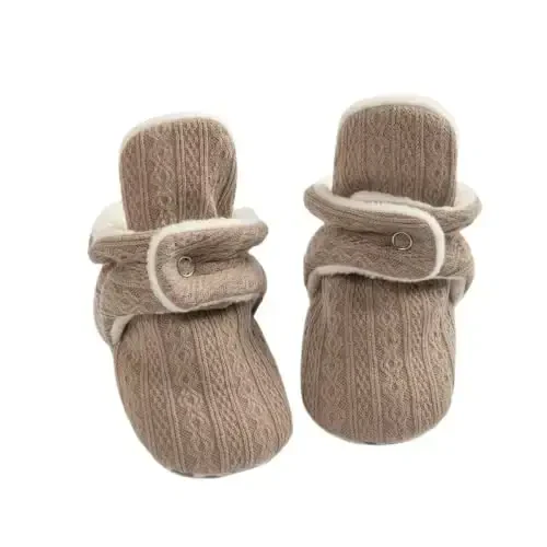 ohsofy Newborn Baby Cotton Booties Stay On Slipper Winter Warm Soft Shoes Non-Skid Infant Ankle Boots Crib Shoes - OHSOFY