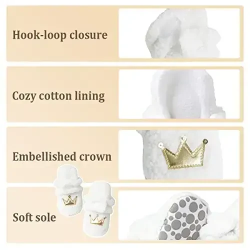 ohsofy Newborn Baby Cotton Booties Stay On Slipper Winter Warm Soft Shoes Non-Skid Infant Ankle Boots Crib Shoes - 6
