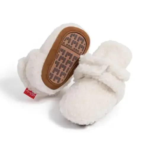 ohsofy Newborn Baby Cotton Booties Stay On Slipper Winter Warm Soft Shoes Non-Skid Infant Ankle Boots Crib Shoes - OHSOFY