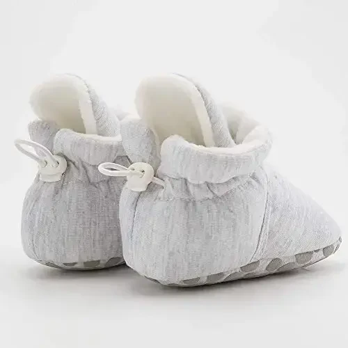 ohsofy Newborn Baby Cotton Booties Stay On Slipper Winter Warm Soft Shoes Non-Skid Infant Ankle Boots Crib Shoes - 6