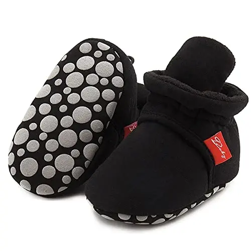 ohsofy Newborn Baby Cotton Booties Stay On Slipper Winter Warm Soft Shoes Non-Skid Infant Ankle Boots Crib Shoes 