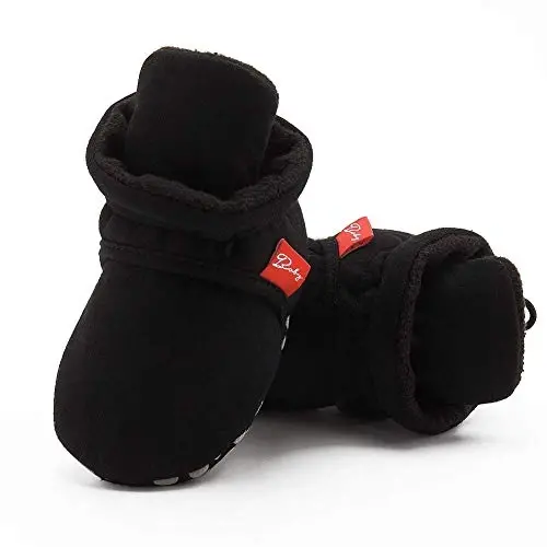 ohsofy Newborn Baby Cotton Booties Stay On Slipper Winter Warm Soft Shoes Non-Skid Infant Ankle Boots Crib Shoes - 2