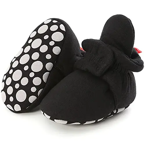 ohsofy Newborn Baby Cotton Booties Stay On Slipper Winter Warm Soft Shoes Non-Skid Infant Ankle Boots Crib Shoes 
