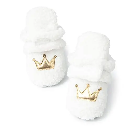 ohsofy Newborn Baby Cotton Booties Stay On Slipper Winter Warm Soft Shoes Non-Skid Infant Ankle Boots Crib Shoes 