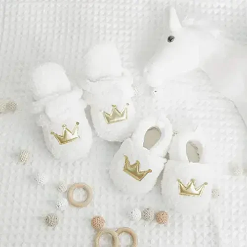 ohsofy Newborn Baby Cotton Booties Stay On Slipper Winter Warm Soft Shoes Non-Skid Infant Ankle Boots Crib Shoes - 2