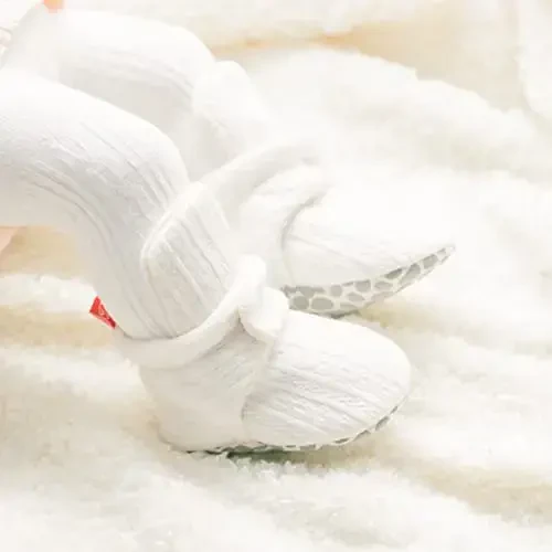 ohsofy Newborn Baby Cotton Booties Stay On Slipper Winter Warm Soft Shoes Non-Skid Infant Ankle Boots Crib Shoes - 3