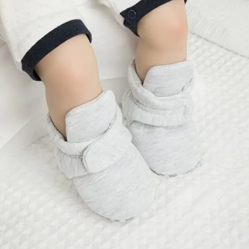 ohsofy Newborn Baby Cotton Booties Stay On Slipper Winter Warm Soft Shoes Non-Skid Infant Ankle Boots Crib Shoes - 3