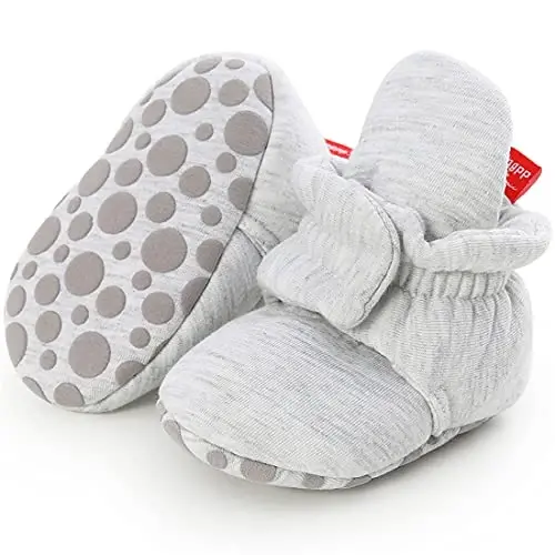 ohsofy Newborn Baby Cotton Booties Stay On Slipper Winter Warm Soft Shoes Non-Skid Infant Ankle Boots Crib Shoes 