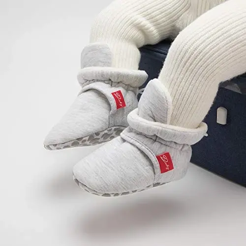ohsofy Newborn Baby Cotton Booties Stay On Slipper Winter Warm Soft Shoes Non-Skid Infant Ankle Boots Crib Shoes - OHSOFY (1)