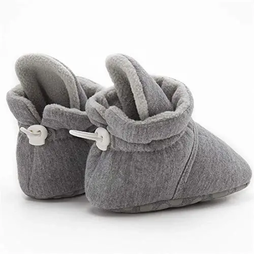 ohsofy Newborn Baby Cotton Booties Stay On Slipper Winter Warm Soft Shoes Non-Skid Infant Ankle Boots Crib Shoes - 6
