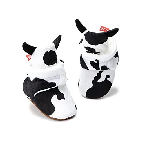 ohsofy Newborn Baby Cotton Booties Stay On Slipper Winter Warm Soft Shoes Non-Skid Infant Ankle Boots Crib Shoes 