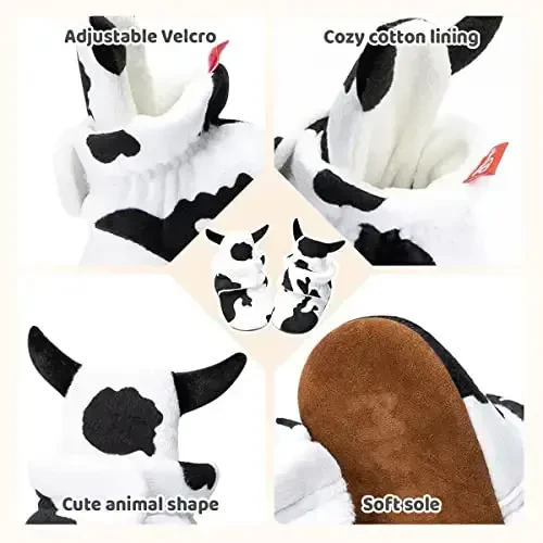 ohsofy Newborn Baby Cotton Booties Stay On Slipper Winter Warm Soft Shoes Non-Skid Infant Ankle Boots Crib Shoes - 4