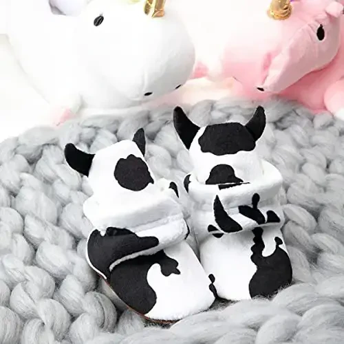 ohsofy Newborn Baby Cotton Booties Stay On Slipper Winter Warm Soft Shoes Non-Skid Infant Ankle Boots Crib Shoes - 5