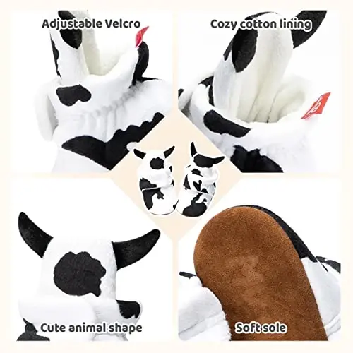 ohsofy Newborn Baby Cotton Booties Stay On Slipper Winter Warm Soft Shoes Non-Skid Infant Ankle Boots Crib Shoes - 4