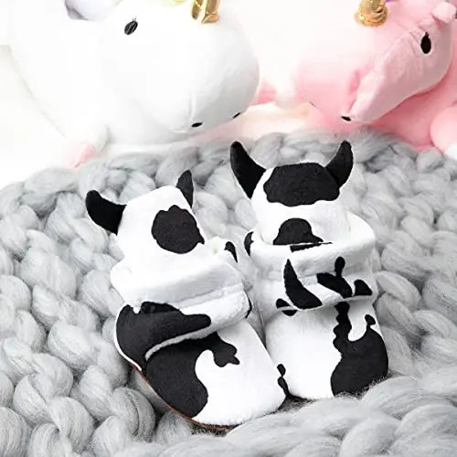 ohsofy Newborn Baby Cotton Booties Stay On Slipper Winter Warm Soft Shoes Non-Skid Infant Ankle Boots Crib Shoes - 5