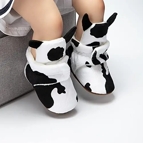 ohsofy Newborn Baby Cotton Booties Stay On Slipper Winter Warm Soft Shoes Non-Skid Infant Ankle Boots Crib Shoes - 3