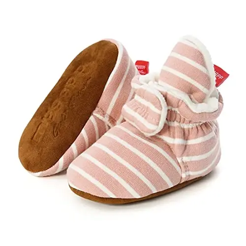 ohsofy Newborn Baby Cotton Booties Stay On Slipper Winter Warm Soft Shoes Non-Skid Infant Ankle Boots Crib Shoes 