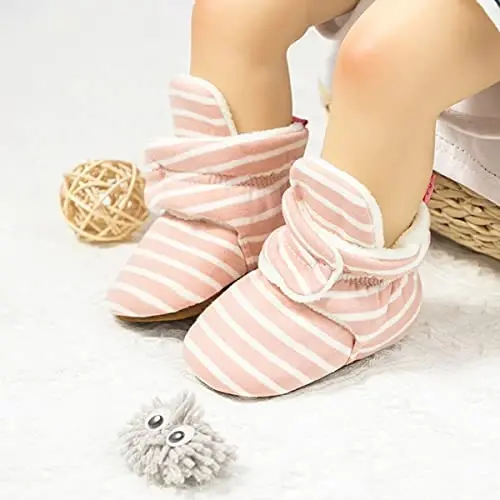 ohsofy Newborn Baby Cotton Booties Stay On Slipper Winter Warm Soft Shoes Non-Skid Infant Ankle Boots Crib Shoes - OHSOFY (1)