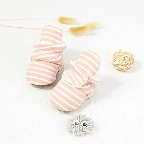 ohsofy Newborn Baby Cotton Booties Stay On Slipper Winter Warm Soft Shoes Non-Skid Infant Ankle Boots Crib Shoes - 6