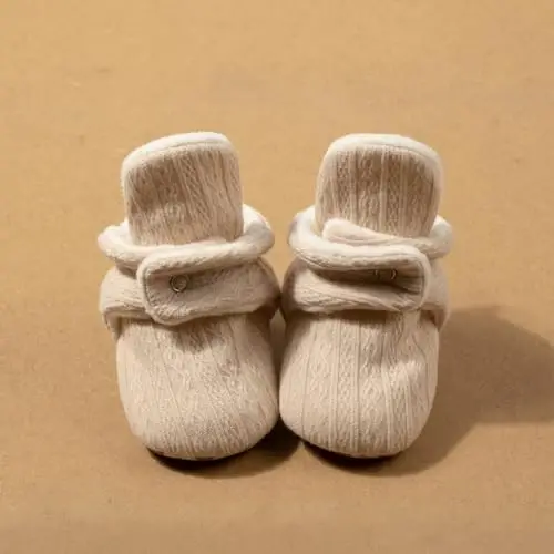 ohsofy Newborn Baby Cotton Booties Stay On Slipper Winter Warm Soft Shoes Non-Skid Infant Ankle Boots Crib Shoes - 6