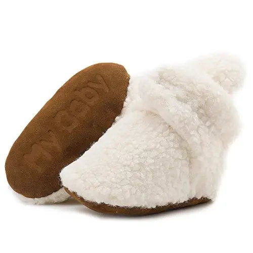 ohsofy Newborn Baby Cotton Booties Stay On Slipper Winter Warm Soft Shoes Non-Skid Infant Ankle Boots Crib Shoes - 1