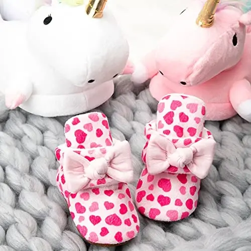 ohsofy Newborn Baby Cotton Booties Stay On Slipper Winter Warm Soft Shoes Non-Skid Infant Ankle Boots Crib Shoes - OHSOFY (1)