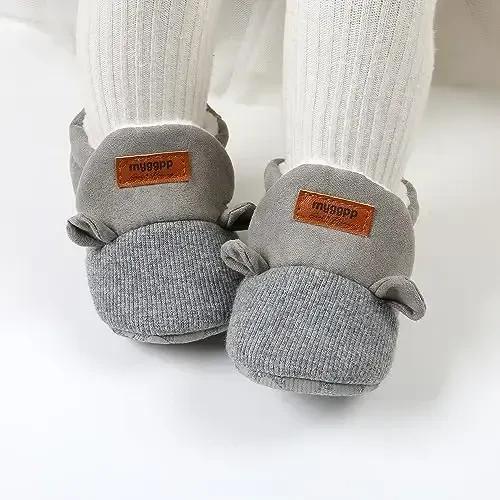 Ohwawadi Infant Baby Boys Girls Slippers Cozy Fleece Booties Soft Bottom Warm Cartoon Socks Newborn Crib Shoes - 2