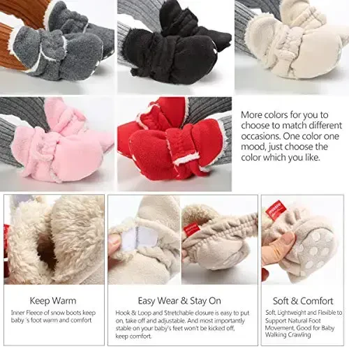 Ohwawadi Infant Baby Boys Girls Slippers Cozy Fleece Booties Soft Bottom Warm Cartoon Socks Newborn Crib Shoes - 4