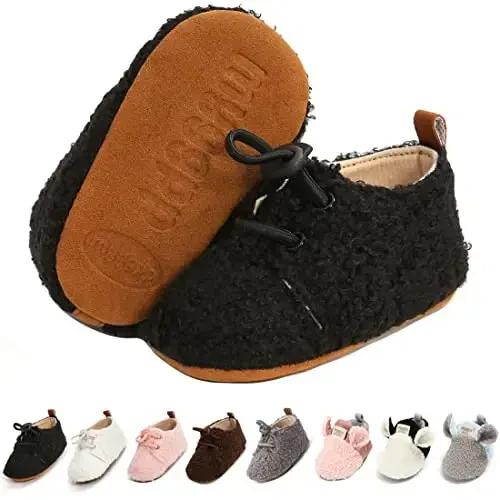 Ohwawadi Infant Baby Boys Girls Slippers Cozy Fleece Booties Soft Bottom Warm Cartoon Socks Newborn Crib Shoes - TUOTING