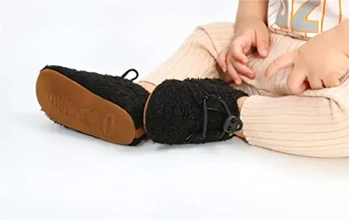 Ohwawadi Infant Baby Boys Girls Slippers Cozy Fleece Booties Soft Bottom Warm Cartoon Socks Newborn Crib Shoes - 2