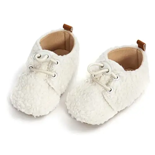 Ohwawadi Infant Baby Boys Girls Slippers Cozy Fleece Booties Soft Bottom Warm Cartoon Socks Newborn Crib Shoes - 4