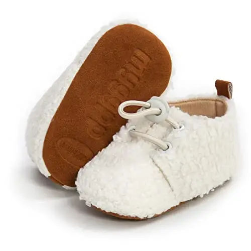 Ohwawadi Infant Baby Boys Girls Slippers Cozy Fleece Booties Soft Bottom Warm Cartoon Socks Newborn Crib Shoes - 6