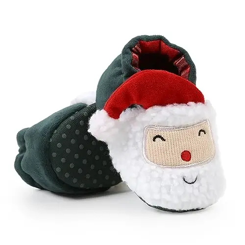 Ohwawadi Infant Baby Boys Girls Slippers Cozy Fleece Booties Soft Bottom Warm Cartoon Socks Newborn Crib Shoes - 1