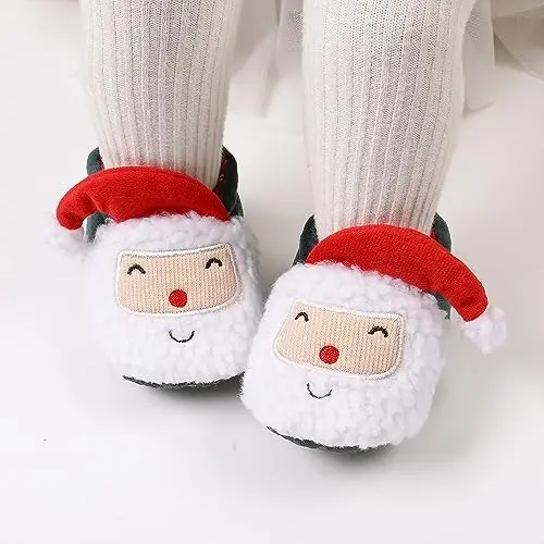 Ohwawadi Infant Baby Boys Girls Slippers Cozy Fleece Booties Soft Bottom Warm Cartoon Socks Newborn Crib Shoes - 2