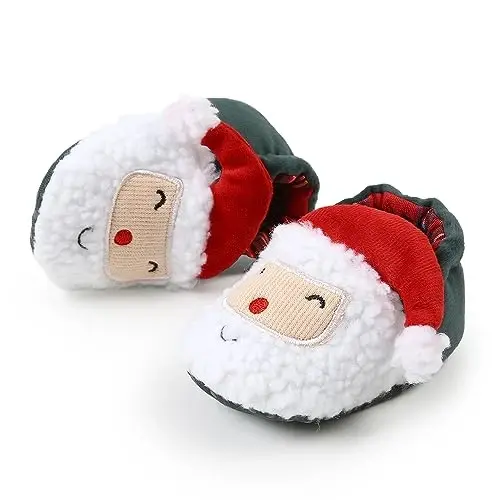 Ohwawadi Infant Baby Boys Girls Slippers Cozy Fleece Booties Soft Bottom Warm Cartoon Socks Newborn Crib Shoes - 4