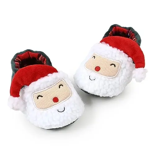 Ohwawadi Infant Baby Boys Girls Slippers Cozy Fleece Booties Soft Bottom Warm Cartoon Socks Newborn Crib Shoes - 6