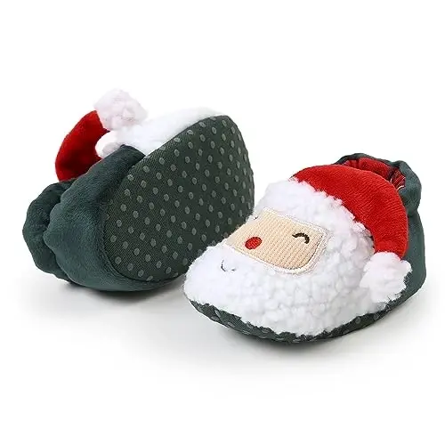Ohwawadi Infant Baby Boys Girls Slippers Cozy Fleece Booties Soft Bottom Warm Cartoon Socks Newborn Crib Shoes - 5