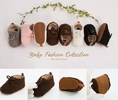 Ohwawadi Infant Baby Boys Girls Slippers Cozy Fleece Booties Soft Bottom Warm Cartoon Socks Newborn Crib Shoes - 3