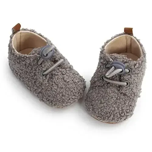 Ohwawadi Infant Baby Boys Girls Slippers Cozy Fleece Booties Soft Bottom Warm Cartoon Socks Newborn Crib Shoes - 6