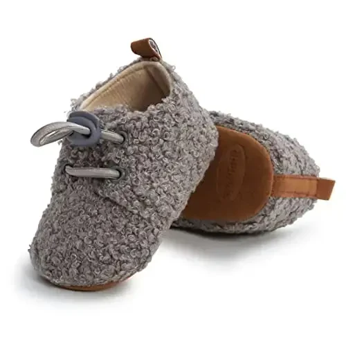 Ohwawadi Infant Baby Boys Girls Slippers Cozy Fleece Booties Soft Bottom Warm Cartoon Socks Newborn Crib Shoes - 4