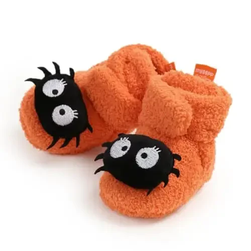 Ohwawadi Infant Baby Boys Girls Slippers Cozy Fleece Booties Soft Bottom Warm Cartoon Socks Newborn Crib Shoes - 5