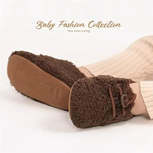 Ohwawadi Infant Baby Boys Girls Slippers Cozy Fleece Booties Soft Bottom Warm Cartoon Socks Newborn Crib Shoes - 2