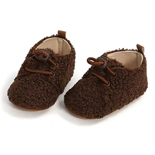 Ohwawadi Infant Baby Boys Girls Slippers Cozy Fleece Booties Soft Bottom Warm Cartoon Socks Newborn Crib Shoes - 6