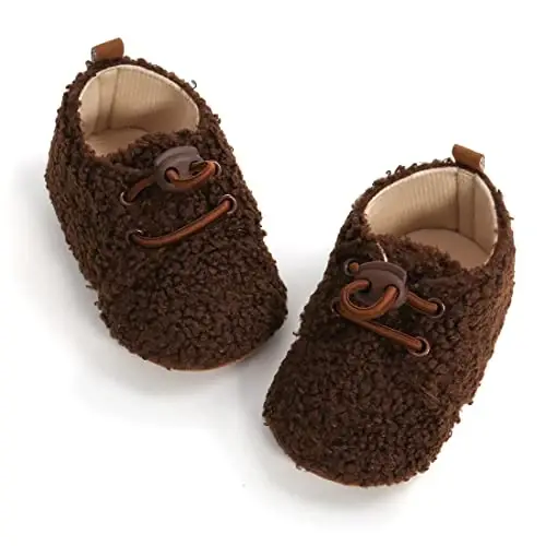 Ohwawadi Infant Baby Boys Girls Slippers Cozy Fleece Booties Soft Bottom Warm Cartoon Socks Newborn Crib Shoes - 4