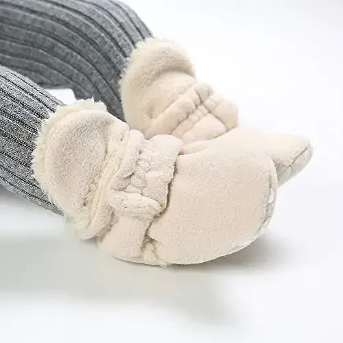 Ohwawadi Infant Baby Boys Girls Slippers Cozy Fleece Booties Soft Bottom Warm Cartoon Socks Newborn Crib Shoes - 2