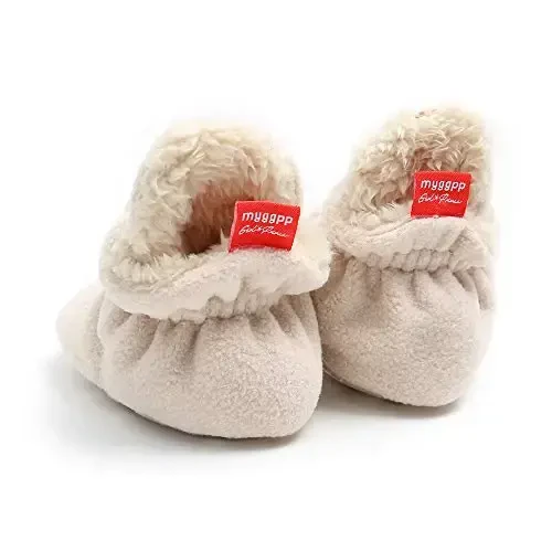 Ohwawadi Infant Baby Boys Girls Slippers Cozy Fleece Booties Soft Bottom Warm Cartoon Socks Newborn Crib Shoes - 6